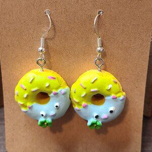 Handcrafted Multi-Color Donuts w/Face Dangle Drop Earrings NEW Ladies Summer